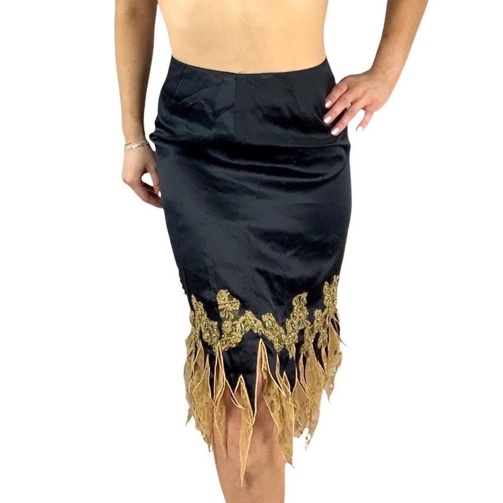 Black satin with gold embroidery skirt - size S / 4